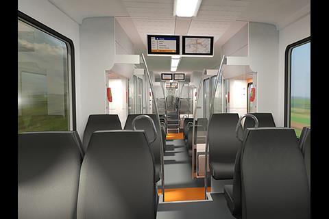 The WSB EMUs will be 60 m long with 113 seats, including 18 in first class, and have space for 289 standing passengers.